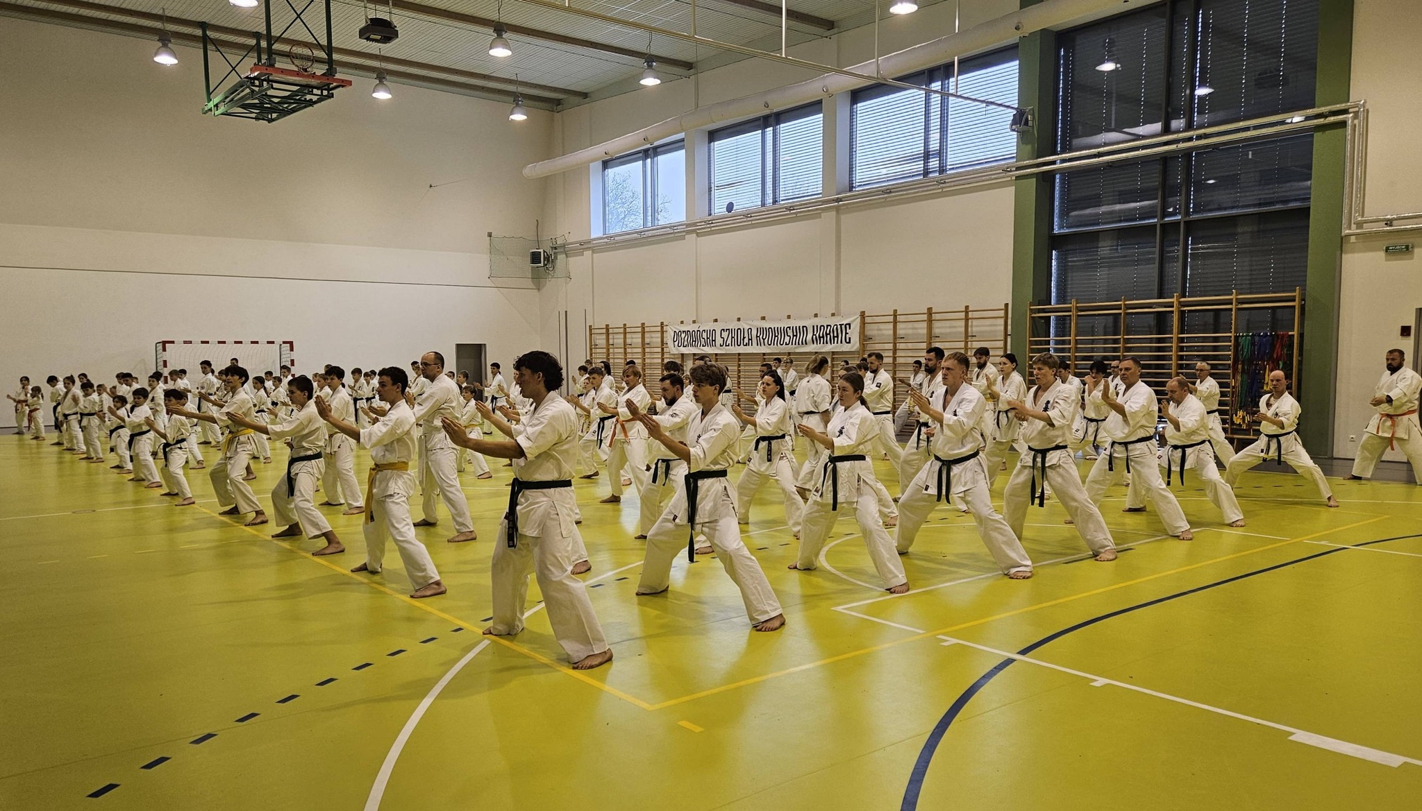 Karatecy podczas egzaminu na stopnie szkoleniowe.